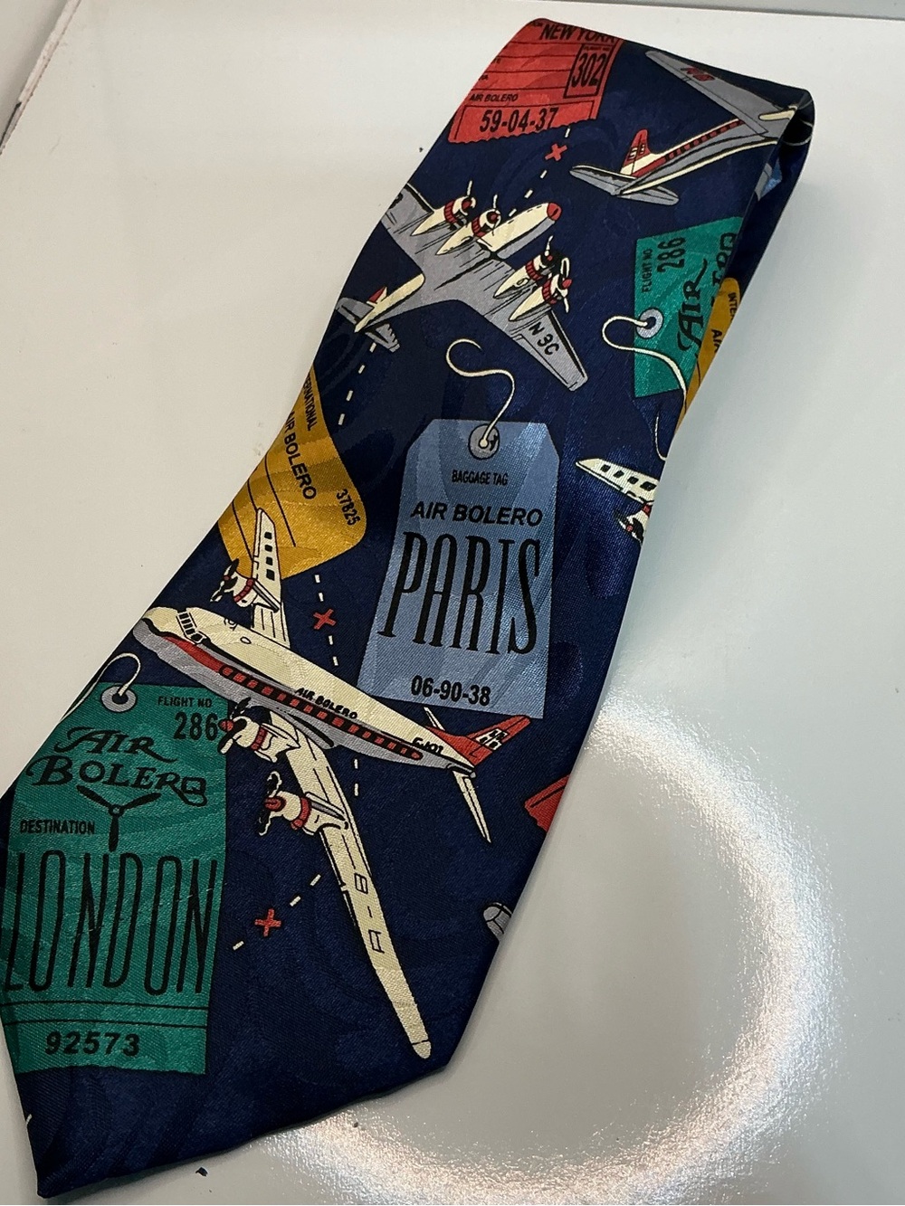 Fratello Air Bolero Airplane Travel Novelty Polyester Necktie Vintage